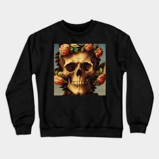 Skull flowers floral creepy 3d skull Crewneck Sweatshirt